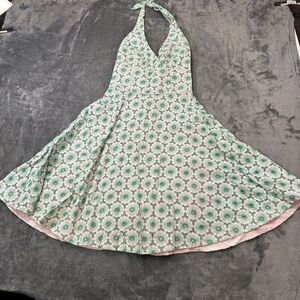 Lily Pulitzer Mini Dress Womens 0 White‎ Green Sleeveless Floral Halter Outdoor